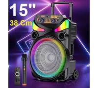 CASSA BLUETOOTH AMPLIFICATA 400W WOOFER 15" 38 CM RICARICABILE + MICROFONO WIREL