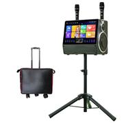 Cassa Bluetooth con Microfono Portatile Piccola Schermo HD da 17 Pollici | 8 Altoparlanti, Audio a 2.0 Canali, HDMI/TF/USB/AUX, per Adulti e Bambini, Perfetto per Feste e Regalo(Stand+trolley bag)