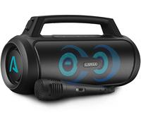 LAMAX PartyGo1 - Altoparlante portatile Bluetooth per partito con manico e microfono cablato, BT 5.3, potenza 100 W, 3 modalità di retroilluminazione LED, durata della batteria 20 ore, impermeabile