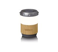Lenco BTL-030BA lanterna Bluetooth con altoparlante, IPX4, 40h batteria, design in bambù, 3W RMS, luce LED regolabile, maniglia per trasporto, esterni, campeggio, giardino, Bluetooth 5.3