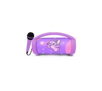 Lexibook, Disney Stitch, Altoparlante wireless luminoso Angel con microfono, suono stereo, karaoke, porte USB e per schede SD, batteria ricaricabile, maniglia per il trasporto, rosa, BTP585D1Z