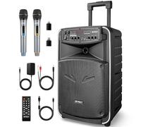 Cassa bluetooth PA portatile potente con 2 microfono, Altoparlante karaoke woofer 12", Registrazione USB/TWS/FM/TV GTSK12-2