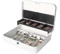 cassa, Cassa portatile for negozi, salvadanaio in metallo, contenitore for monete con coperchio, registratore di cassa manuale(Bianco)
