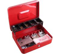 cassa, Cassa portatile for negozi, salvadanaio in metallo, contenitore for monete con coperchio, registratore di cassa manuale(Red)