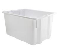 Mobil Plastic Cassa chiusa in plastica per alimenti sovrapponibile e impilabile capienza 65 litri con manici - colore Bianco
