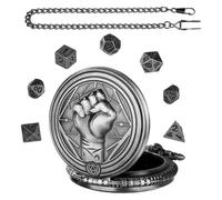 Cassa cubo in metallo, supporto per borsa dadini, design pugno, ciondolo da gioco da tavolo, accessori per gioco di ruolo, accessori per orologio da tasca vintage per giochi di ruolo, argento, Siehe