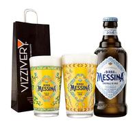 Cassa da 10 Birra Messina Cristalli di Sale 4,7% Vol. 330 ml - con 2 Bicchieri da Birra da 200 ml Birra Messina