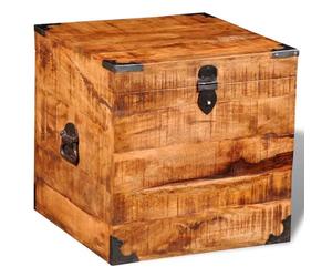 Cassa di Legno Ruvido di Mango Quadrata