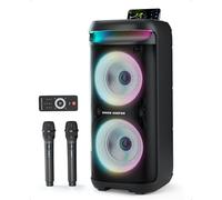 Cassa Karaoke con 2 Microfoni, Potente Speaker Bluetooth da 500W, Sistema Audio Professionale con Luci LED, Compatibile con TF/USB/AUX/TWS, Perfetta per Grandi Feste all’aperto e Riunioni in Famiglia