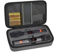 Cassa microfono wireless compatibile con JBL Wireless Two Microfono System, borsa da viaggio portatile Dual Mic per cantare o karaoke per ricevitore, adattatore, batteria AA nera (solo scatola