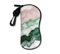 Cassa molle di vetro di marmo, casi chic degli occhiali da sole di progettazione delle onde verdi della pesca con il gancio della cerniera, lettura portatile del neoprene di viaggio, Pesca, 3x7 Inch