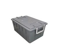 Cassa multiuso - con coperchio e manici - 58 x 38 x 26 cm - 40 L - PP - grigio s