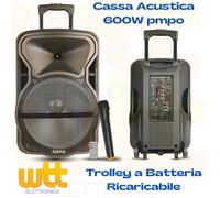 KARMA ABISSO CASSA PORTATILE 12'' 500W CON RADIOMIC. USB MP3 BT