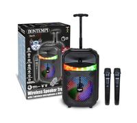 Bontempi | Cassa Trolley Acustica Wireless con 2 Microfoni Senza Filo, Luci RGB, Telecomando, Display, Funzione TWS, 39.5x22.5x19 cm