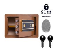 Cassaforte Biometrica Blindata Impronta Digitale e Codice Marrone 25x35x25 cm