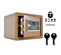 Cassaforte Blindata Elettronica con Chiave 25x35x25 cm Marrone da Muro Acciaio