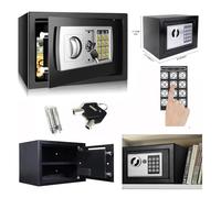 Cassaforte da 4,6 l, mini cassaforte per casa, ignifuga, impermeabile, con 2 chiavi di emergenza, casa, ufficio, cassaforte, montaggio a parete, per contanti, medicinali, gioielli, colore nero, 23 x