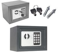 Cassaforte da 4,6 l, piccola cassaforte elettronica in acciaio con 2 chiavi di emergenza, può essere utilizzata a casa, in ufficio, in hotel, per gioielli di sicurezza, colore grigio, 17 x 23 x 17 cm