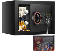 Cassaforte da 6,5 l, per casa, mini cassaforte digitale con chiave di ricambio, ripiano rimovibile e sistema di allarme, cassaforte da parete con serratura a combinazione per contanti, documenti