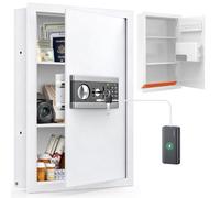 Cassaforte da parete ignifuga, altezza 55,9 cm, tra i borchie, 40,6 cm al | 2 ripiani rimovibili e vassoio nascosto, serratura elettronica a combinazione, resistente, bianco, cassaforte da parete per