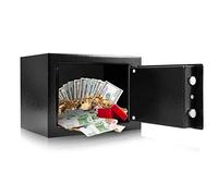 Cassaforte di sicurezza in acciaio, durevole, pratica e resistente, in acciaio ad alta sicurezza, con chiave, per denaro e contanti, con 2 chiavi, per casa, ufficio, hotel, colore nero, nero