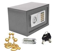Cassaforte digitale da 4,6 l, in acciaio massiccio, per gioielli, pistole, contanti, oggetti di valore, macchina fotografica, documenti, con tastiera elettronica a 2 tasti, grande, 4,5 l, grigio