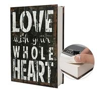 Cassaforte diversiva a forma di libro in vera carta, con codice di blocco/chiave, cassaforte a forma di libro sfogliabile (combinazione, Love)