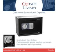 Genie Hand | Cassaforte Elettronica da Armadio Cassetta di Sicurezza di Deposito con Codice a Combinazione e Chiave con Serratura B-Class e Sistema Anti Bounce Casseforti per Soldi