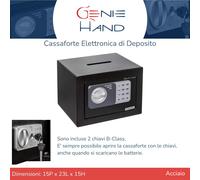 Genie Hand | Cassaforte Elettronica da Armadio Cassetta di Sicurezza di Deposito con Codice a Combinazione e Chiave con Serratura B-Class e Sistema Anti Bounce Casseforti per Soldi