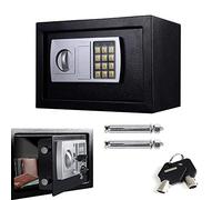 Cassaforte Elettronica Digitale con 2 Chiavi di Emergenza e Tastiera Digitale, Cassetta di Sicurezza da 8,5L per Home Office Hotel, Fissaggi a Parete e a Pavimento, 31x20x20 cm, Nero