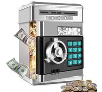 Cassaforte elettronica per risparmio con apertura a spillo color argento