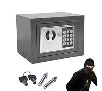 Cassaforte Hotel 4,6L, Piccola Cassetta di Sicurezza Elettronica Digitale con 2 Chiavi di Emergenza, Cassaforte da Armadio, Cassaforte a Muro, per Casa, Ufficio o Viaggi, 23x17x17cm, Grigio