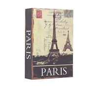 Cassaforte Libro con 2 Chiavi con Pagine Reali, 22 x 15 x 4,5cm Torre di Parigi Libro Cassetta Metallo Segreto Armadietto di Sicurezza Scrigno Portavalori per Money Gioielli in Contanti