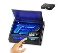 Cassaforte per armi biometriche, con display LCD e batteria dell'ora, capacità 2 pistole, accesso rapido a 3 vie, pistola portatile biometrica sicura per casa, comodino, auto