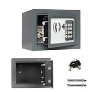 Cassaforte per, cassaforte di Sicurezza Elettronica da 4,6 l con Due Chiavi di Emergenza e Tastiera Digitale, Fissaggio a Parete e a Pavimento, per Ufficio, Hotel o Viaggi, 23 x 17 x 17 cm, Grigio