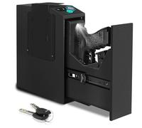 Cassaforte per pistole, Cassaforte biometrica per pistole con accesso rapido, Cassaforte per pistole con porta scorrevole automatica con impronta digitale, codice PIN, accesso con chiave per comodino