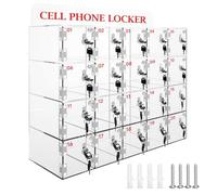Cassaforte per telefono da parete, 20 slot in acrilico con chiavi, design trasparente per aula e ufficio, supporto per telefono sicuro, durevole ed elegante