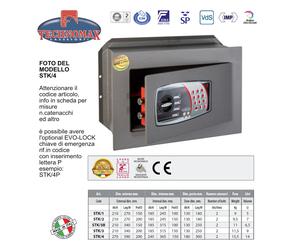 CASSAFORTE STK/4 27X39X20 HxLxP COMBINAZIONE ELETTRONICA DIGITALE TECHNOMAX STK