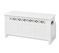 Cassapanca Barocco MDF Bianca 96x32x51 cm Contenitore Panca | Stile barocco, colore bianco, vano interno capiente, uso come panca e contenitore, finitura liscia, apertura facile, piedini
