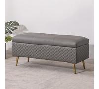 Cassapanca con cerniere di sicurezza, letto imbottito, grande poggiapiedi per ingresso, corridoio con robuste gambe in metallo, mobili per la casa eleganti e funzionali