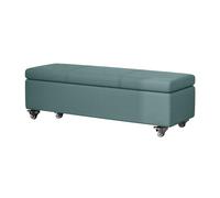 Cassapanca con Ruote, Seduta Imbottita Porta Scarpe da Ingresso Piede Letto, Pouf in Ecopelle con Coperchio Ribaltabile,Panche Moderne da Posizionare Ai Piedi del Letto(Dark Green,120cm)