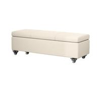 Cassapanca con Ruote, Seduta Imbottita Porta Scarpe da Ingresso Piede Letto, Pouf in Ecopelle con Coperchio Ribaltabile,Panche Moderne da Posizionare Ai Piedi del Letto(White,90cm)