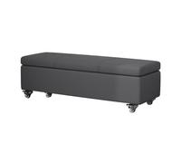 Cassapanca con Ruote, Seduta Imbottita Porta Scarpe da Ingresso Piede Letto, Pouf in Ecopelle con Coperchio Ribaltabile,Panche Moderne da Posizionare Ai Piedi del Letto(Dark Grey,100cm)