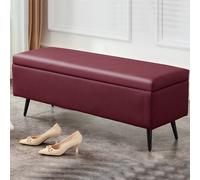 Cassapanca Contenitore Bordeaux in Ecopelle Divano Piedini in Metallo 80x40x45cm