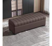Cassapanca imbottita per camera da letto e ingresso, in legno e pelle, con vano portaoggetti, versatile, 140 cm, pouf per vari spazi