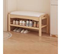 Cassapanca imbottita per soggiorno, camera da letto, corridoio, finitura noce, elegante e funzionale, perfetta per sedersi e abbellire la casa, essenziale