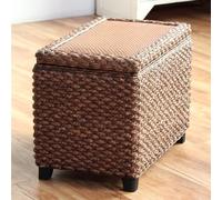 Cassapanca in rattan con gambe in legno per soggiorno e camera da letto, soluzione elegante per mobili da interni, contenitori multiuso