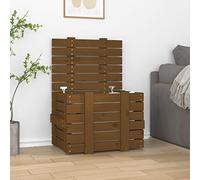 Cassapanca marrone miele 58 x 40,5 x 42 cm, in legno massello di pino con coperchio, spazioso organizer per la casa, robusta scatola per tappeti e cuscini