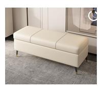 Cassapanca ottomana beige in finta pelle, extra lunga, rettangolare, con base rettangolare per letto, elegante cassettiera portaoggetti con cuscino per soggiorno, design versatile in pelle PU