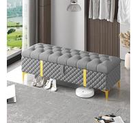 Cassapanca ottomana con contenitore, lussuosa cassettiera imbottita in pelle per camere da letto moderne, versatile e capiente